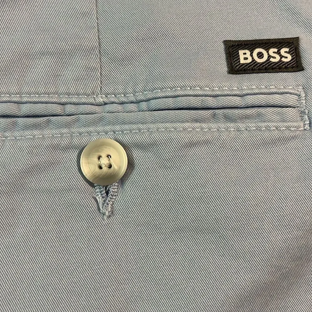 BOSS Slice Stretch Cotton Shorts in Light Blue Slim Fit 10” inseam Size 38/EU54 - Picture 7 of 10